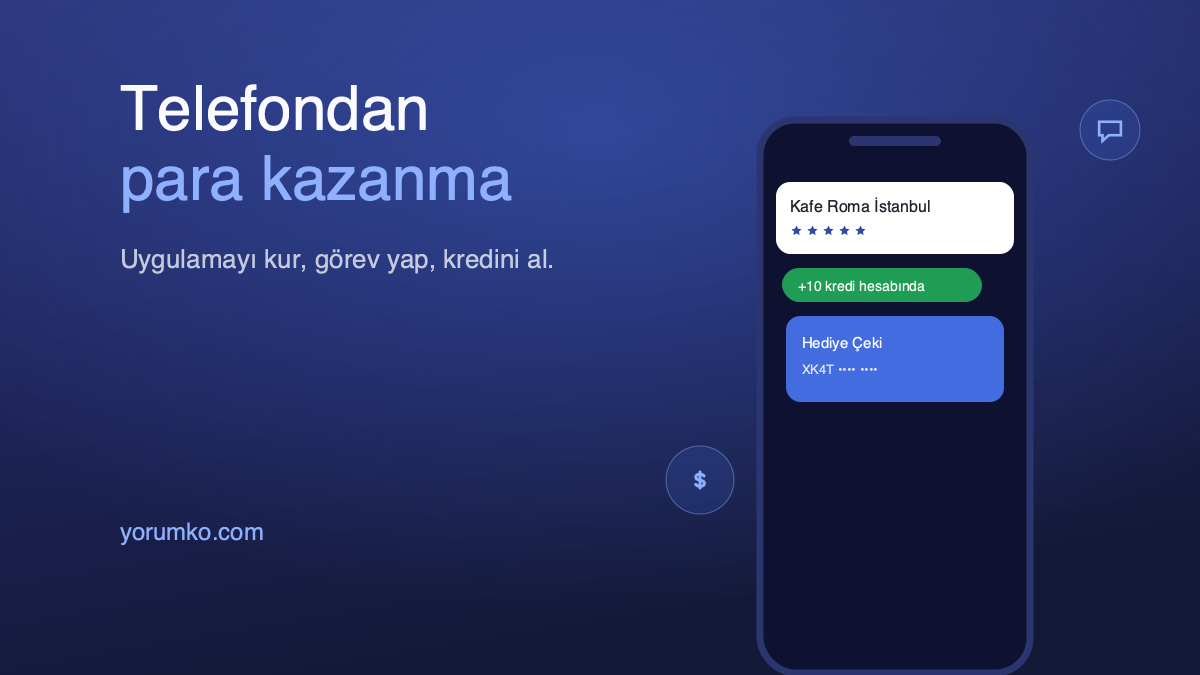 Telefondan para kazanma: uygulama görev kartı ve kredi bildirimi